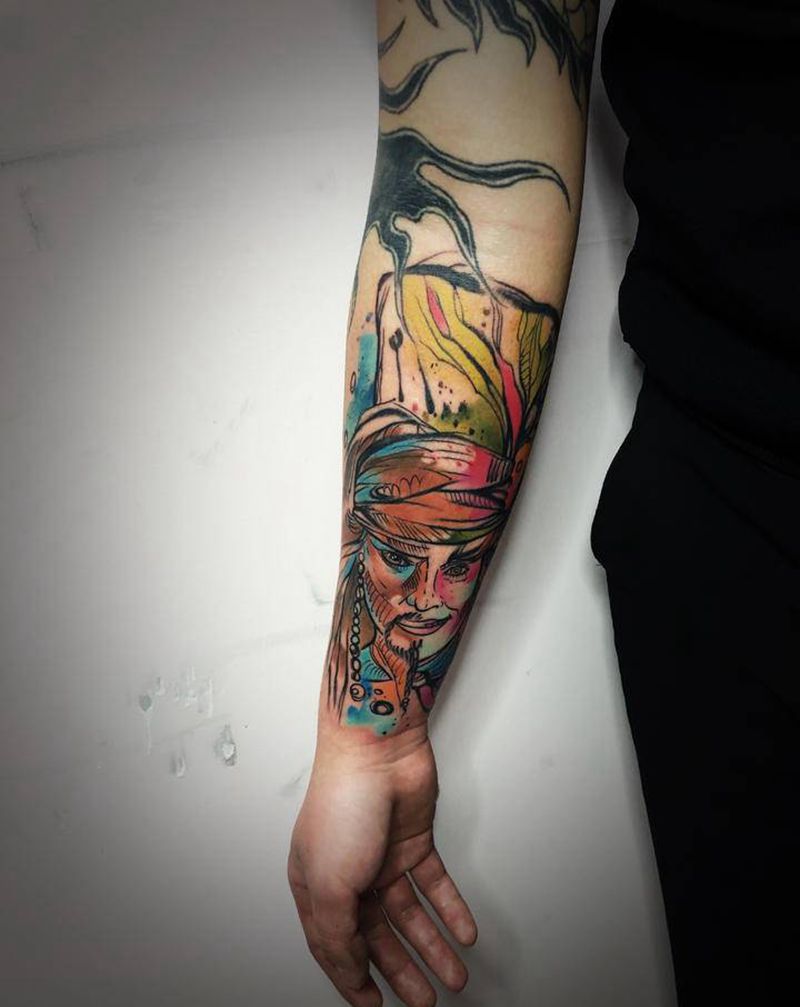 水彩纹身图片_手臂水彩纹身图案