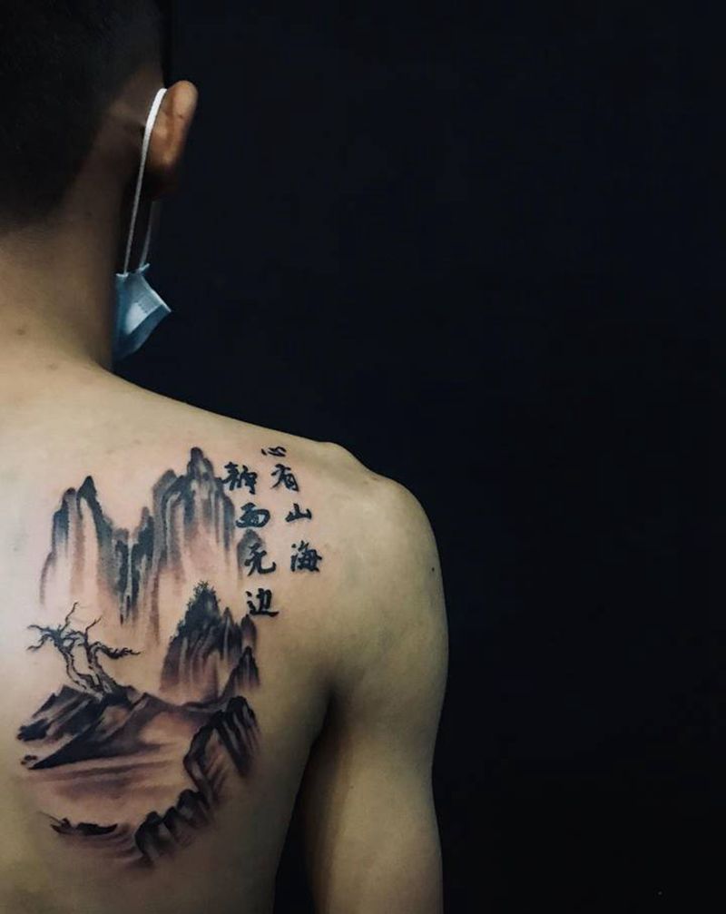 水墨纹身图片_水墨纹身图案