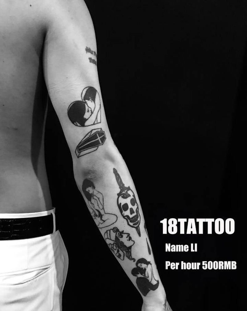 小图案拼接纹身图片_Old School纹身图案