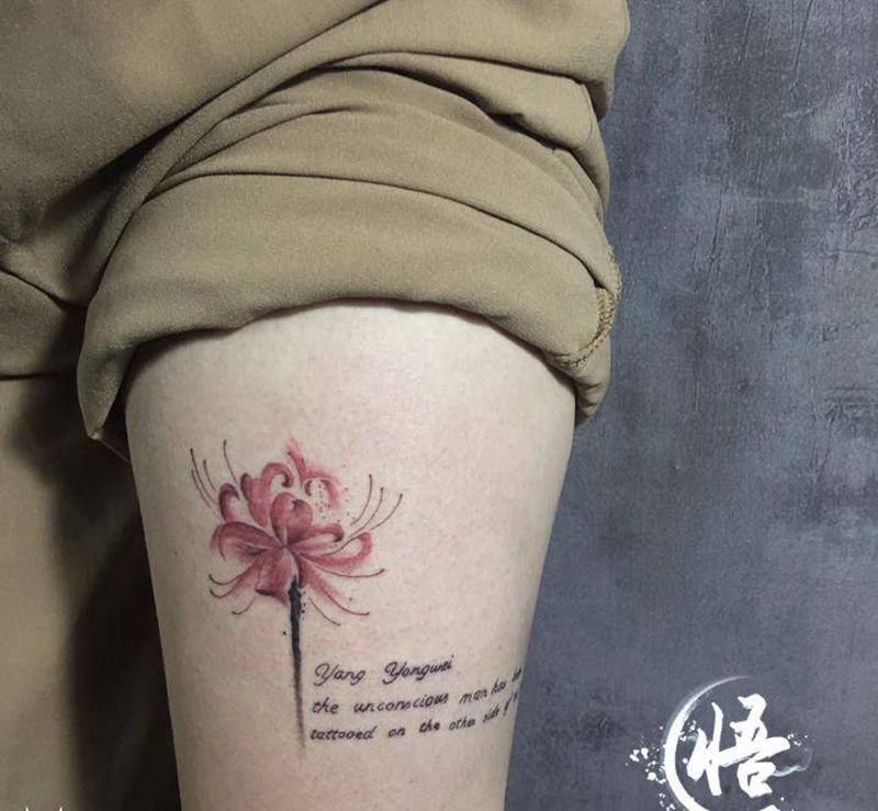 彼岸花纹身图片_腿部纹身图案