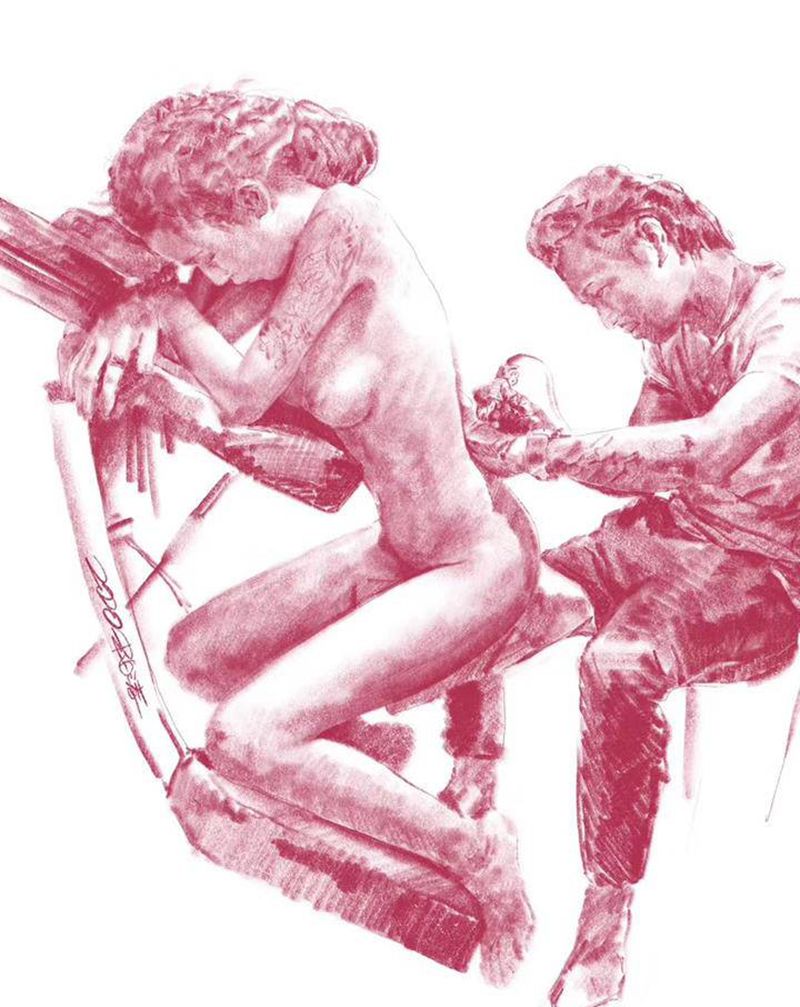 素描纹身图片_腿部新传统欧美写实纹身图案