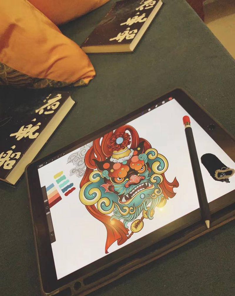 《海陆丰麒麟》订制纹身稿纹身图片_手臂腿部水墨新传统纹身图案