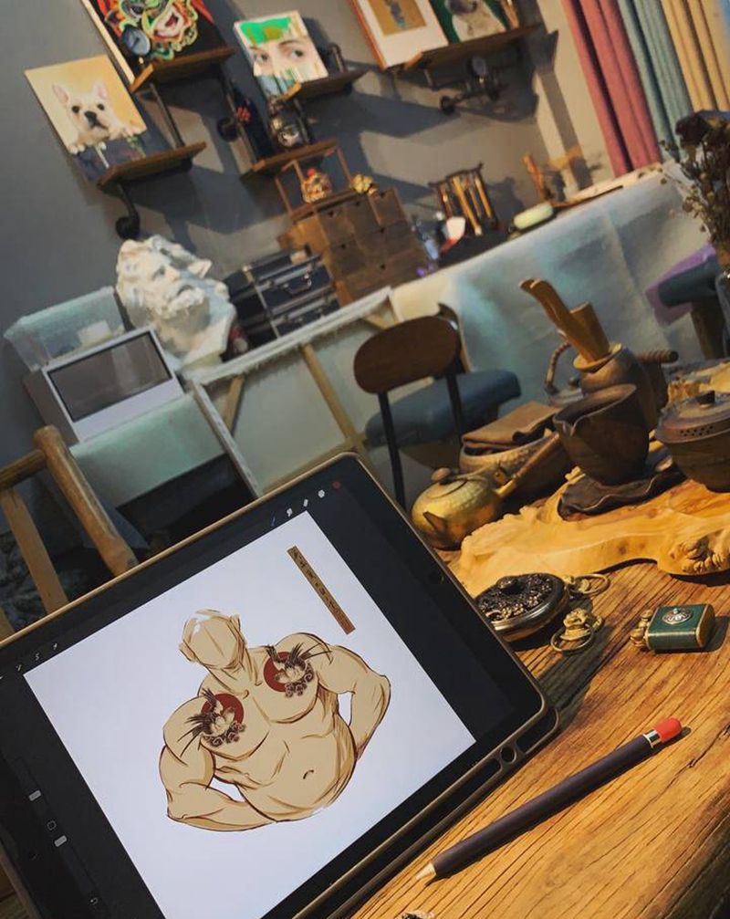 《红日当头 青云直上》设计稿纹身图片_胸部腿部新传统纹身图案