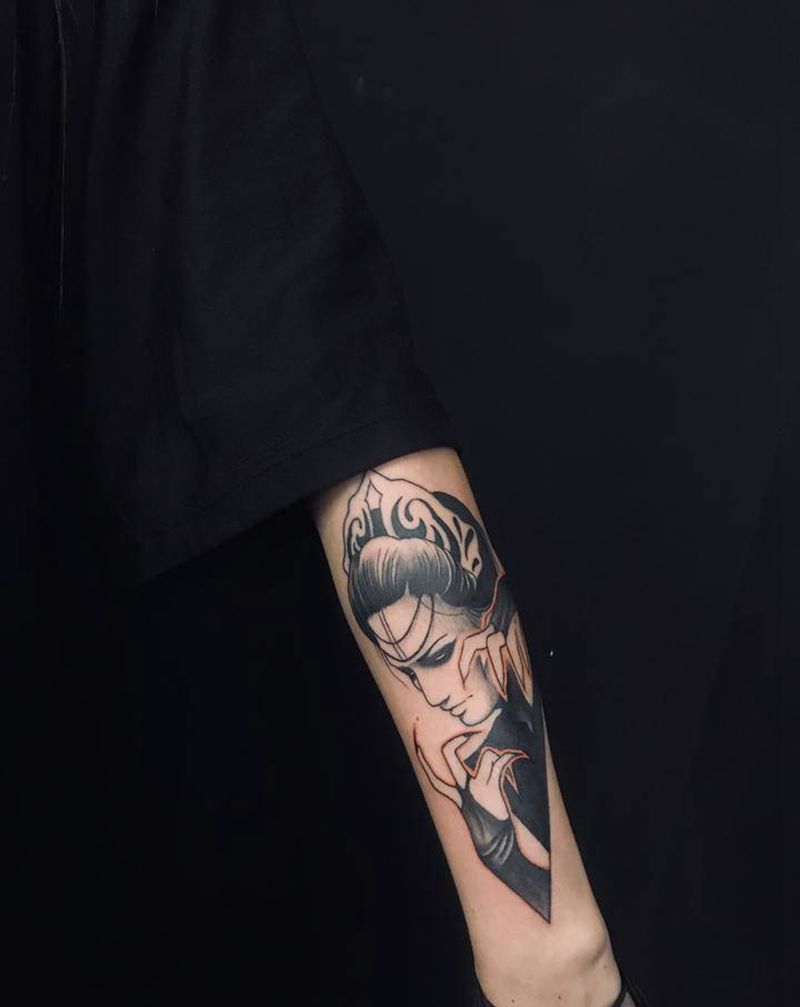 人物纹身图片_手臂New School暗黑纹身图案