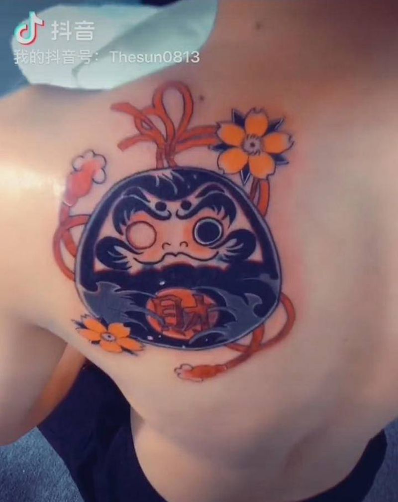 达摩蛋纹身图片_新传统纹身图案