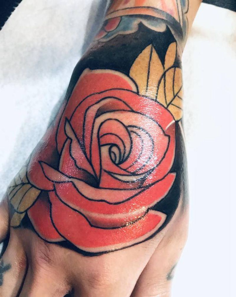 玫瑰纹身图片_New School纹身图案