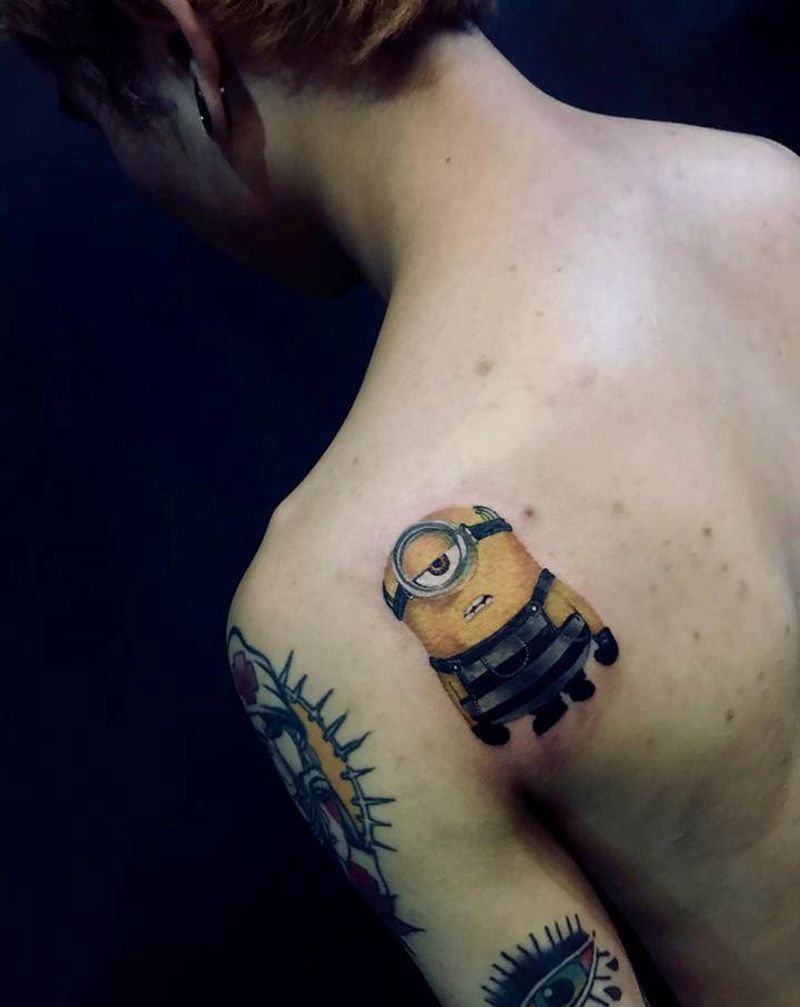 小黄人纹身图片_欧美写实纹身图案