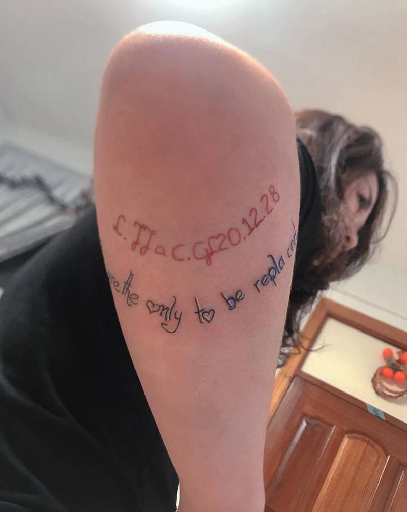 有点意思的小清新纹身图片_手臂花体字纹身图案