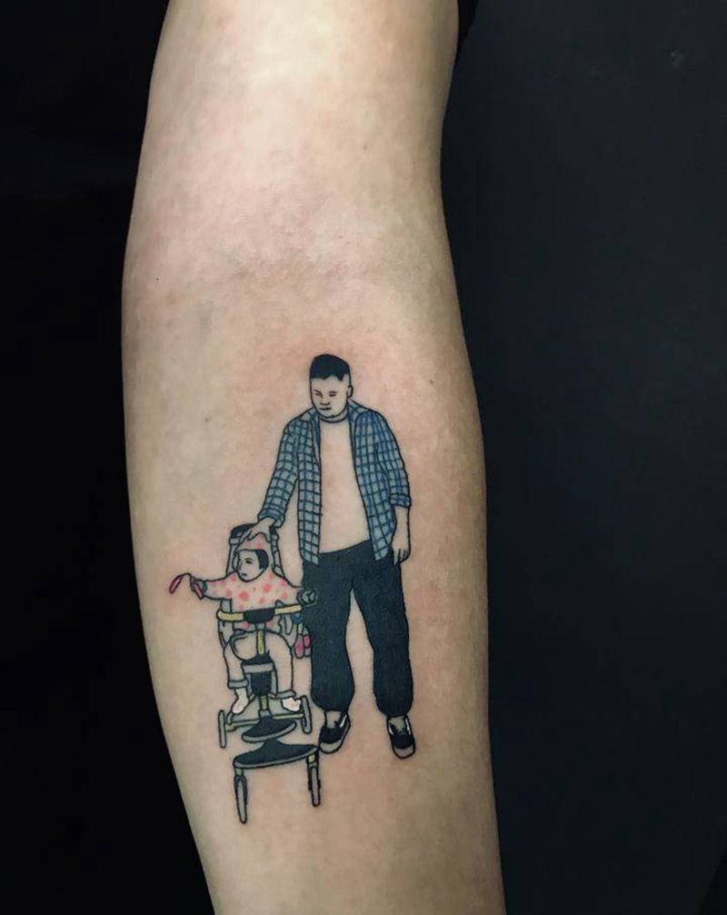 线条人物纹身图片_小清新纹身图案