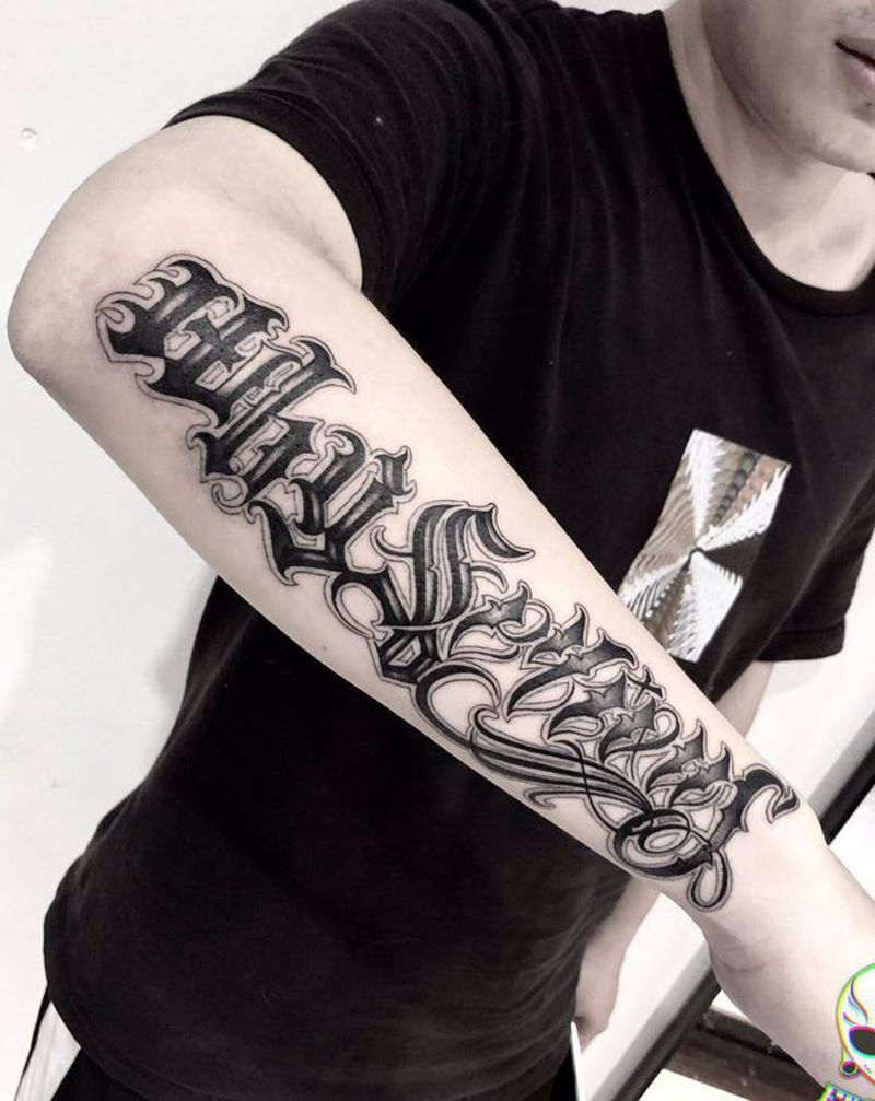 花体纹身图片_花体字纹身图案