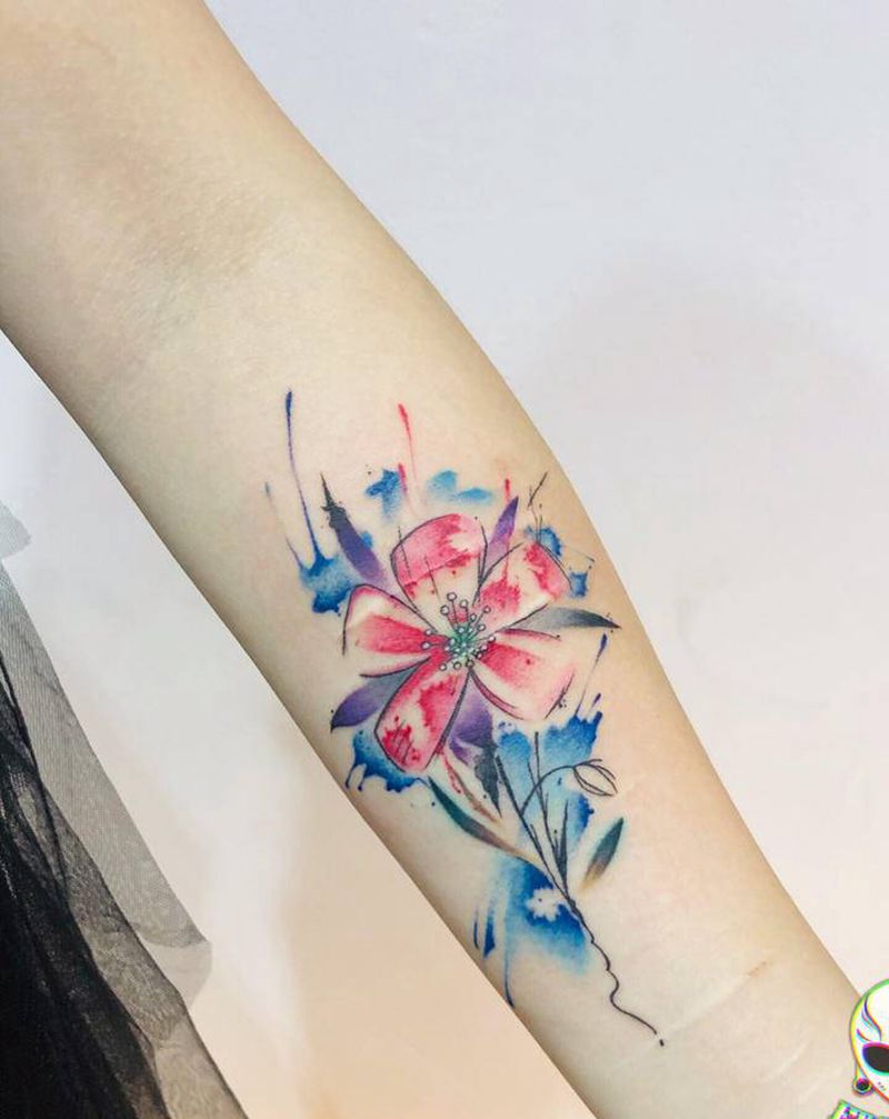 水彩盖疤纹身图片_手臂纹身图案