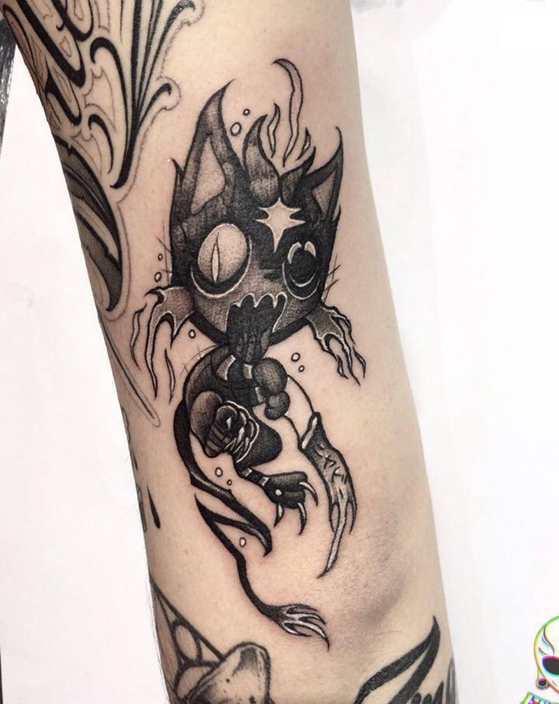 猫纹身图片_点刺纹身图案