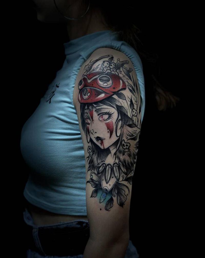 幽靈公主纹身图片_手臂纹身图案