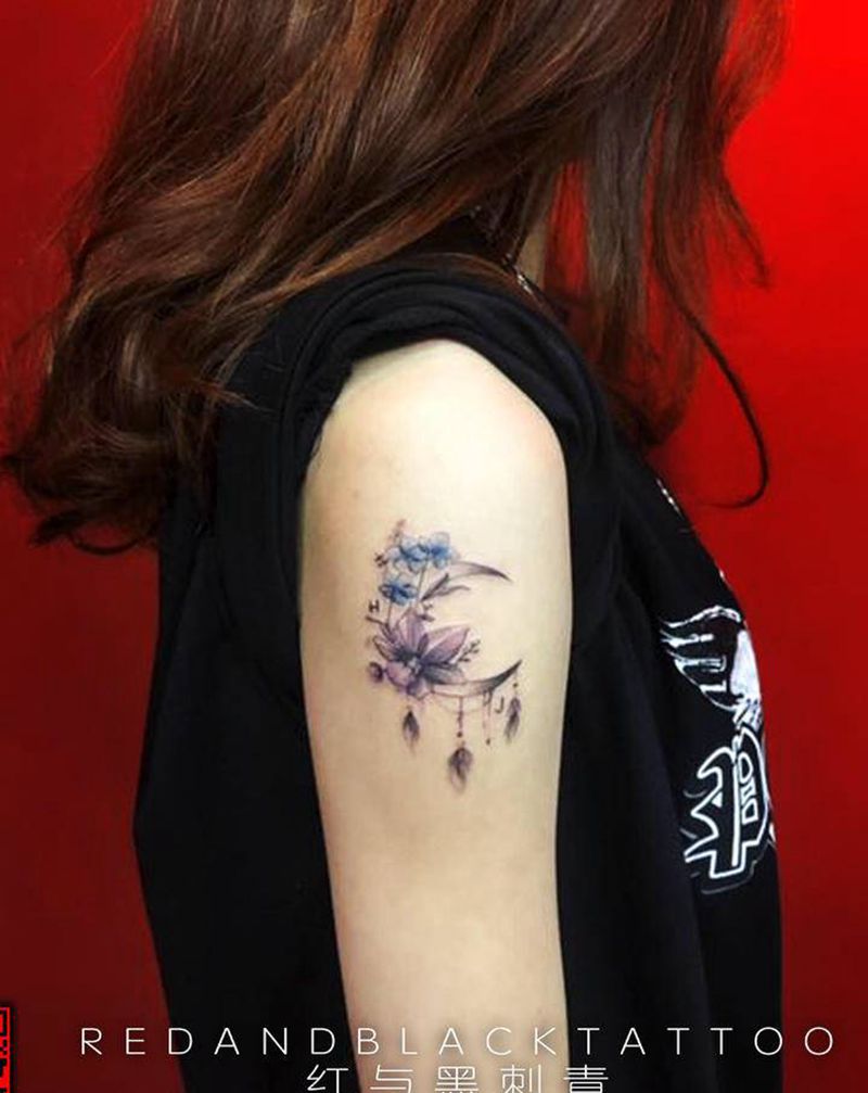 花纹身图片_手臂水彩纹身图案