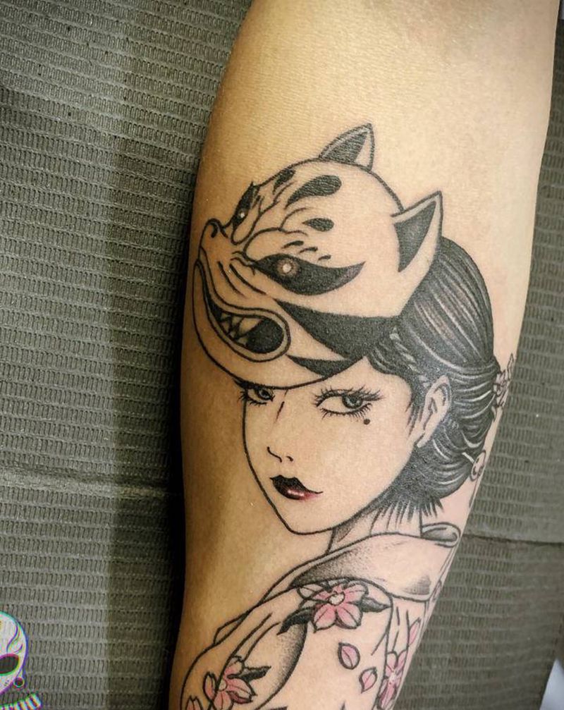 艺妓富江纹身图片_手臂纹身图案