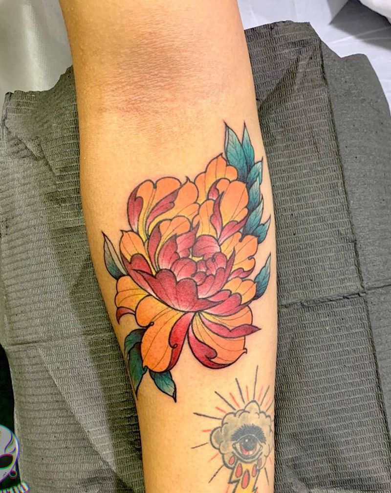 牡丹纹身图片_手臂纹身图案