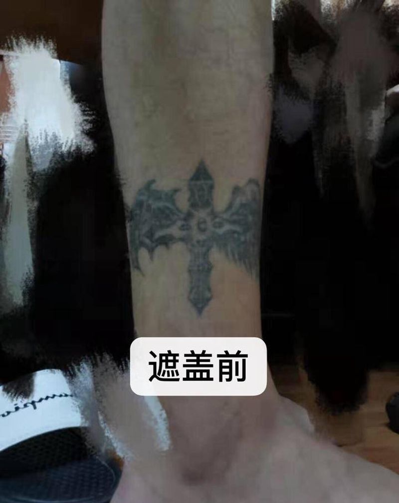 帆船遮盖纹身图片_腿部纹身图案