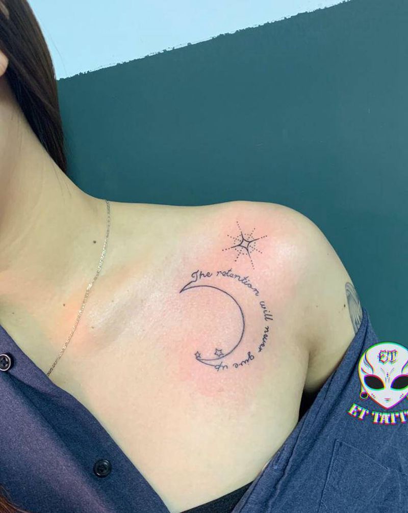 小清新纹身图片_肩部胸部纹身图案