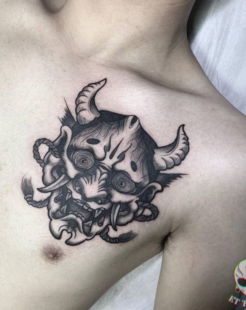 般若纹身图片_胸部纹身图案