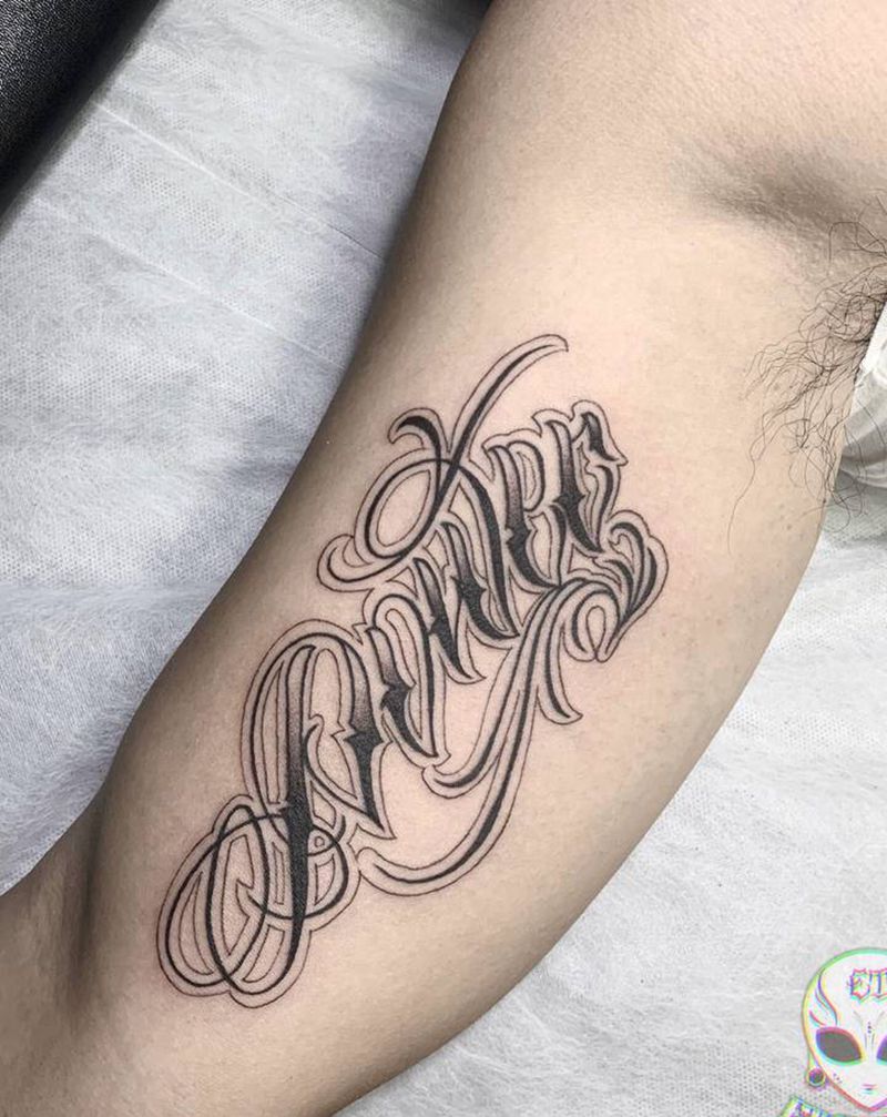 花体纹身图片_手部手臂花体字纹身图案