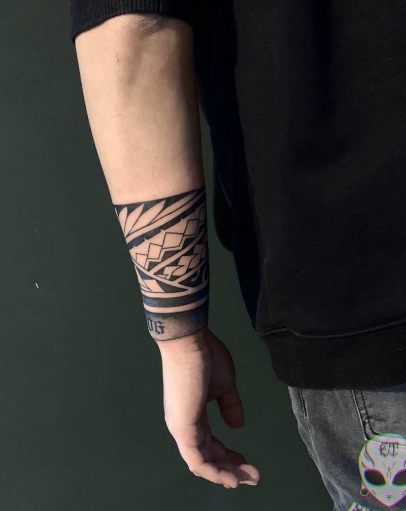 玛雅图腾臂环纹身图片_手部手臂臂环纹身图案