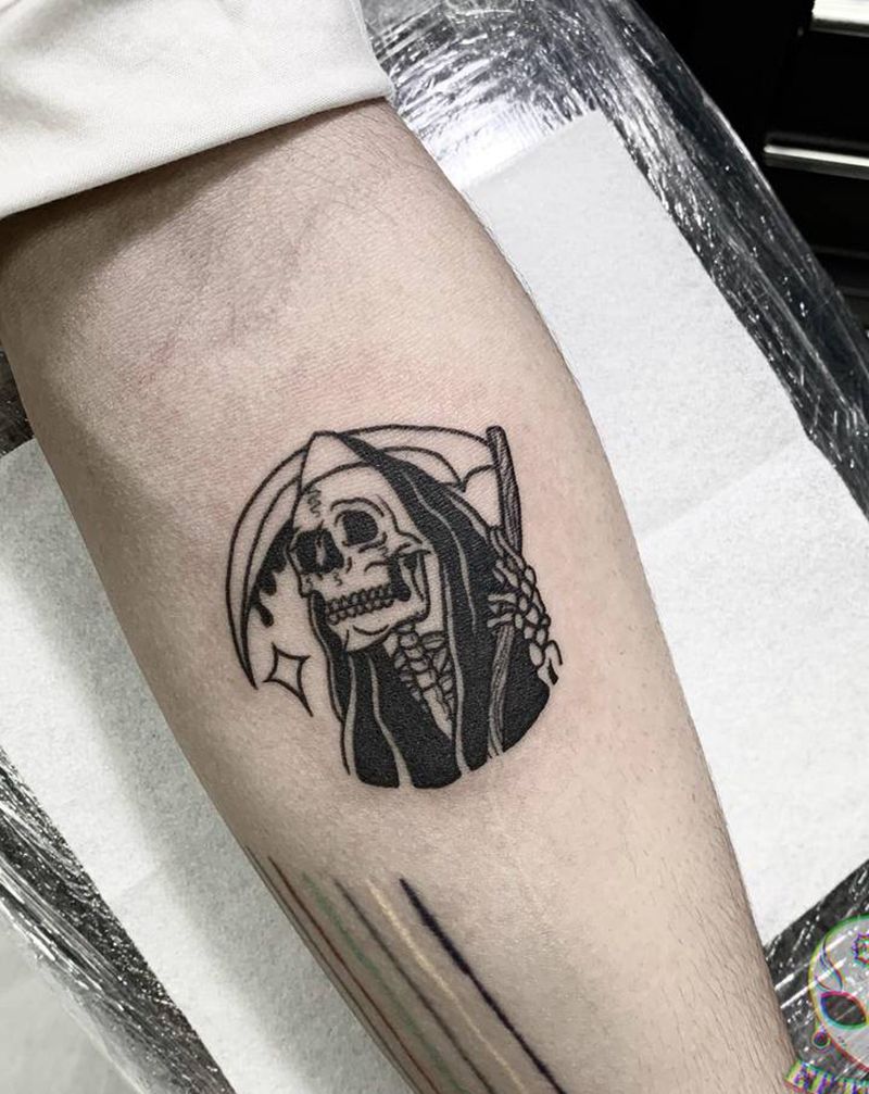 骷髅纹身图片_手臂手部Old School纹身图案