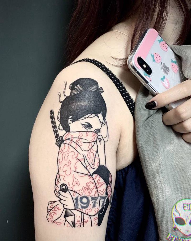 日系小艺妓纹身图片_手部手臂纹身图案