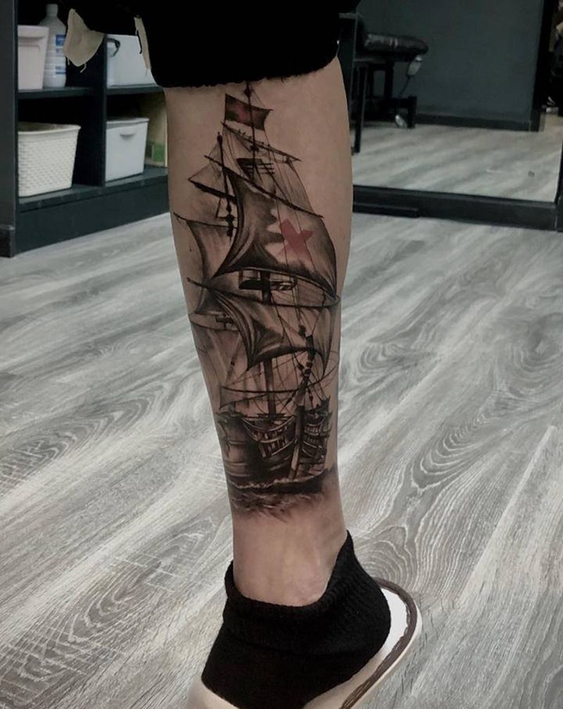 ⛵️纹身图片_腿部纹身图案