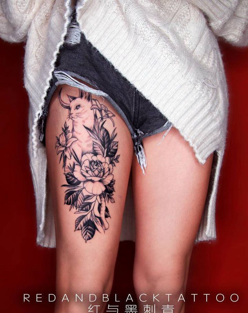 兔子纹身图片_脚部欧美写实纹身图案