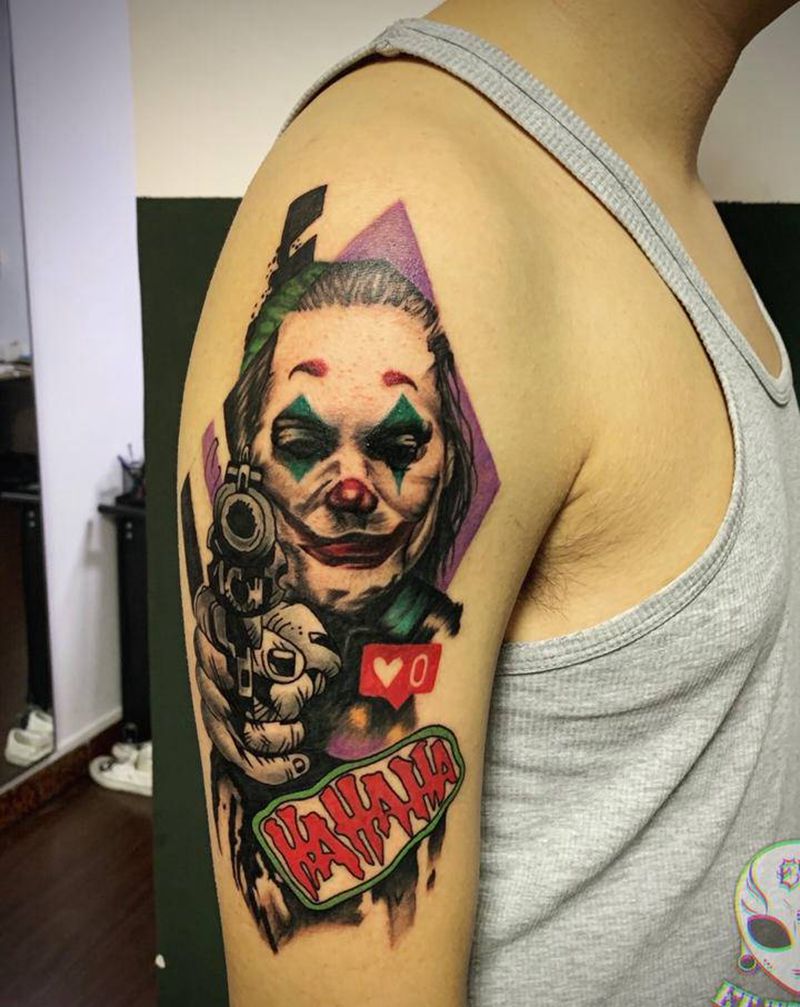 小丑2019纹身图片_手臂手部欧美写实纹身图案