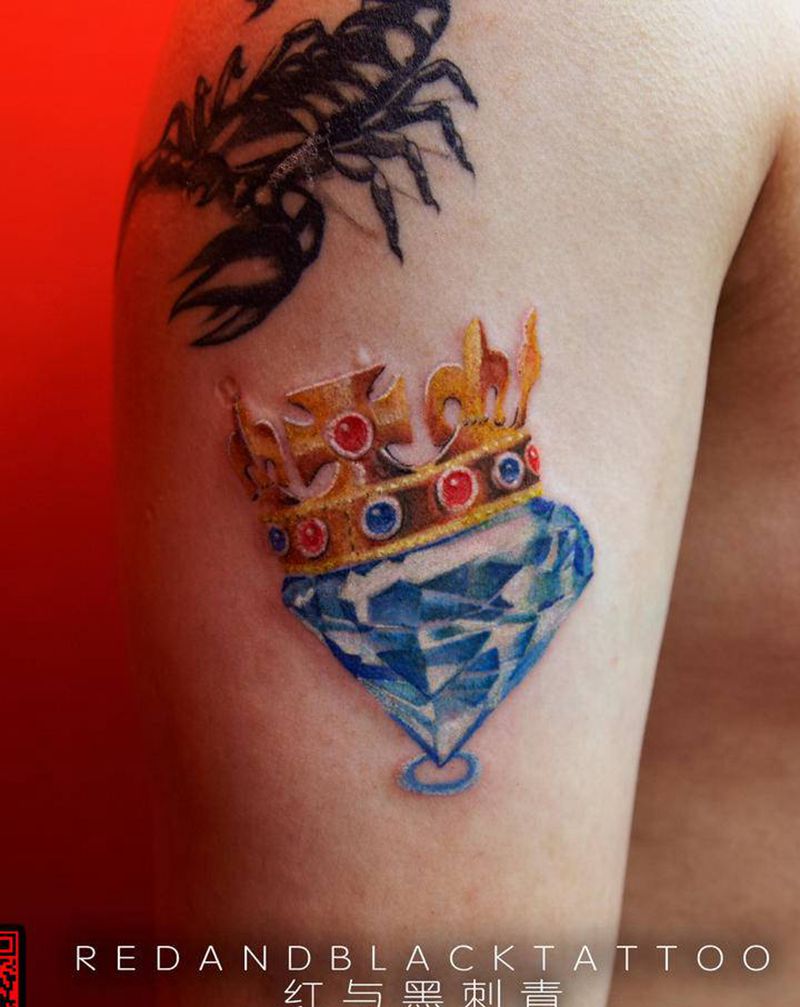 钻石纹身图片_手臂欧美写实纹身图案