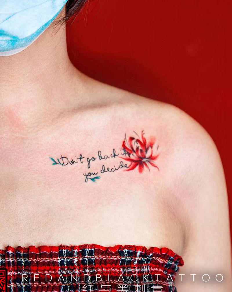彼岸花纹身图片_胸部New School纹身图案