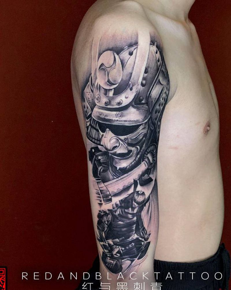 武士纹身图片_手臂新传统纹身图案