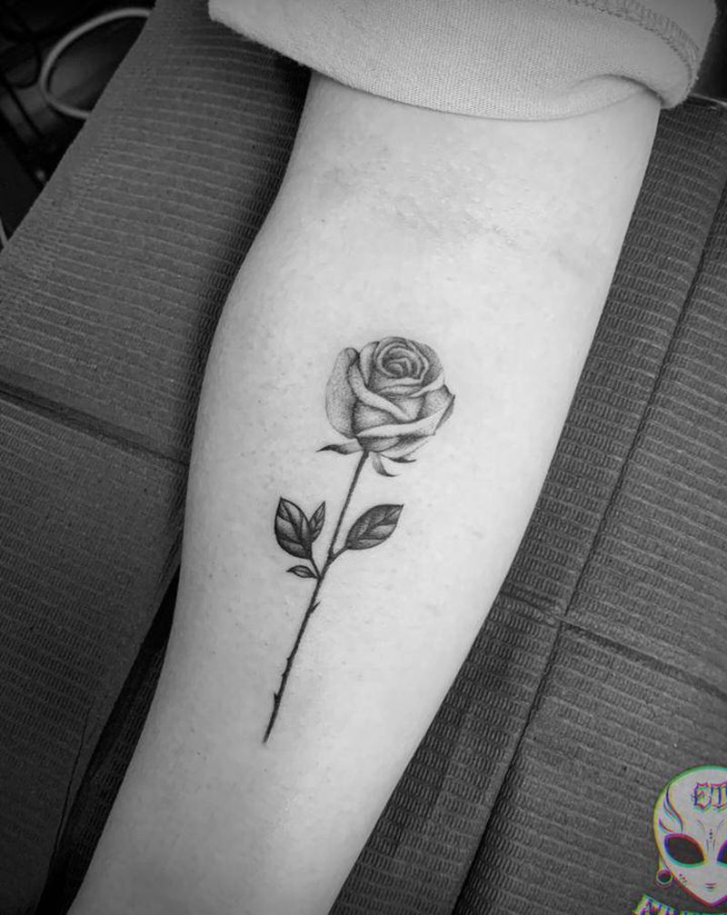 小清新玫瑰纹身图片_手臂手部纹身图案