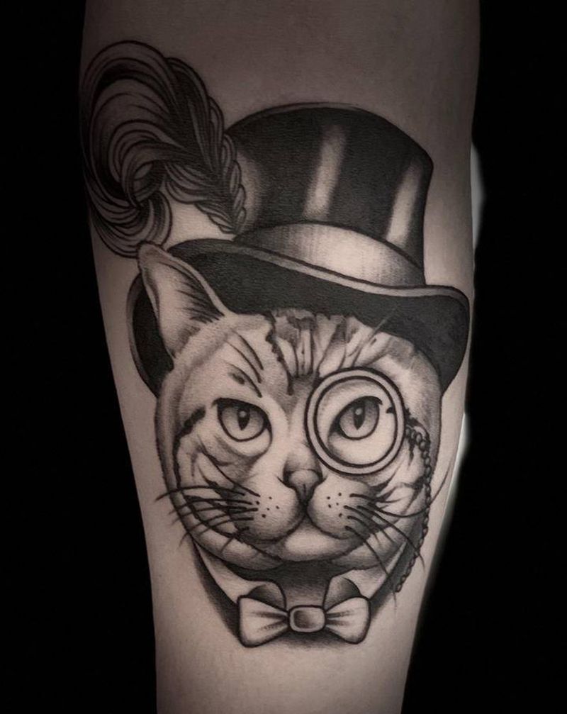 喵纹身图片_手部纹身图案