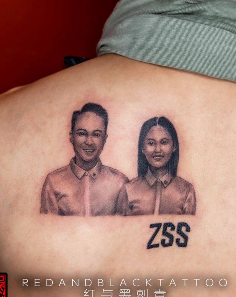 结婚照纹身图片_肩部欧美写实纹身图案