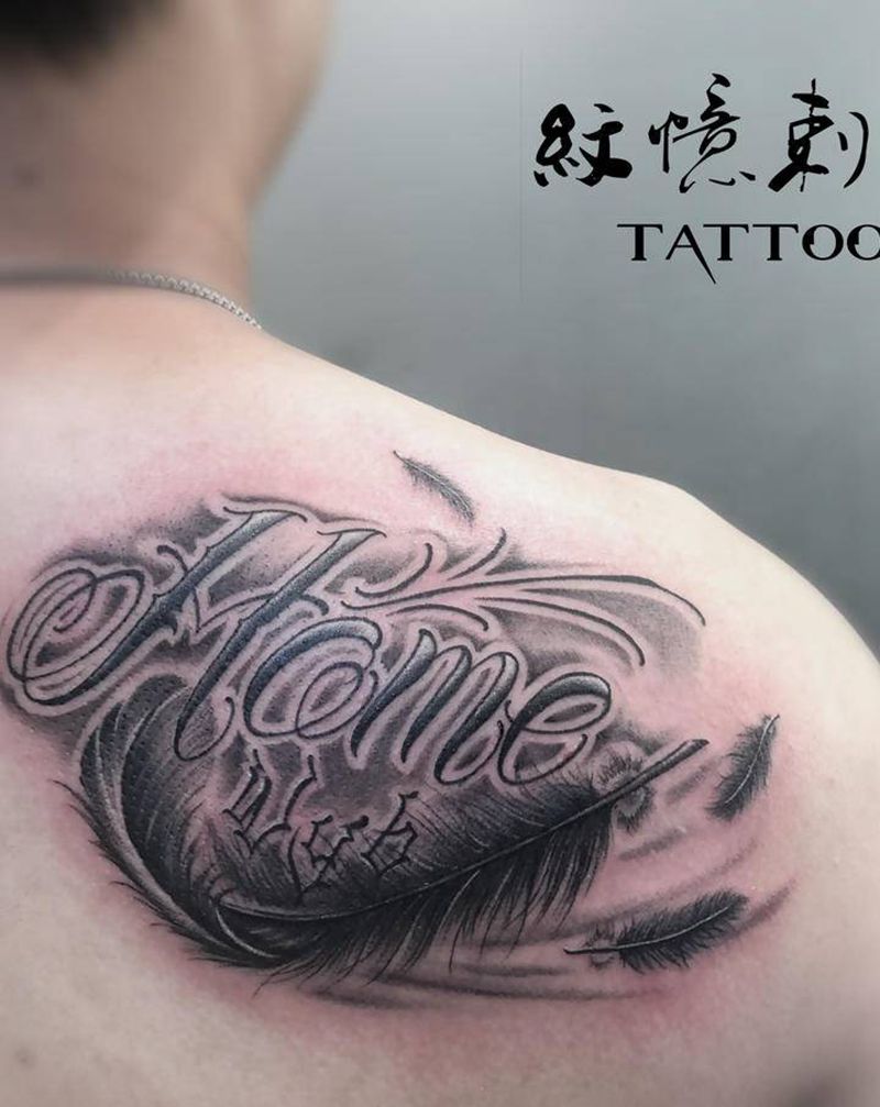 花体字纹身图片_肩部花体字纹身图案