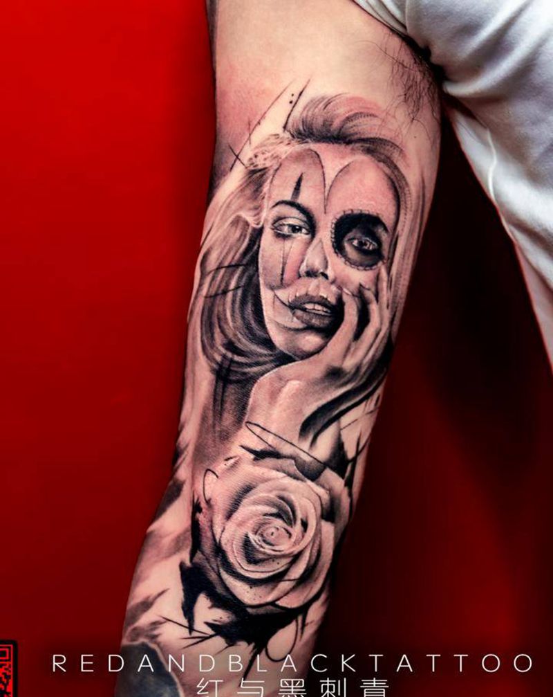 欧美肖像纹身图片_手臂欧美写实纹身图案