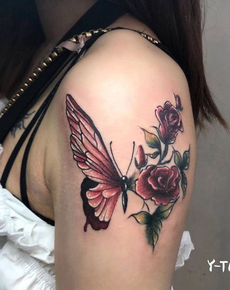 蝴蝶纹身图片_手臂纹身图案