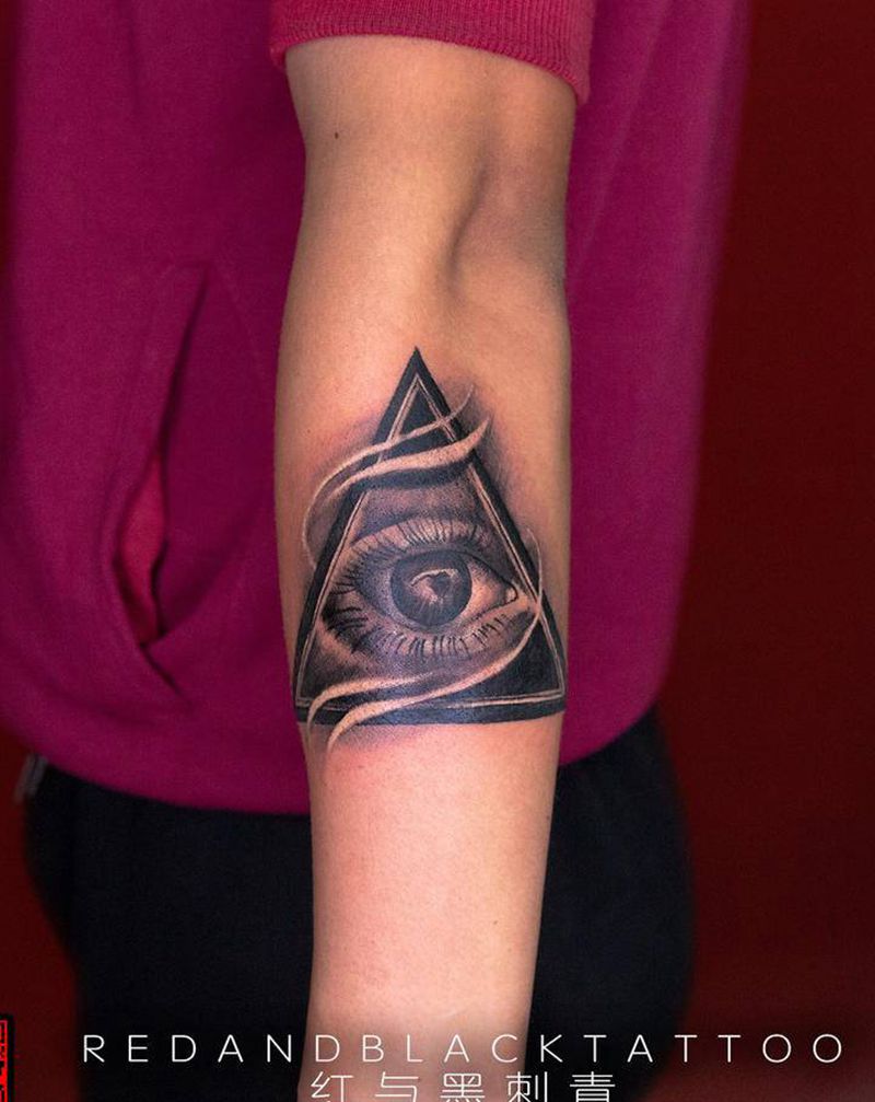 眼纹身图片_手臂欧美写实纹身图案