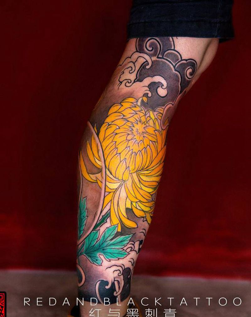 菊花纹身图片_老传统纹身图案