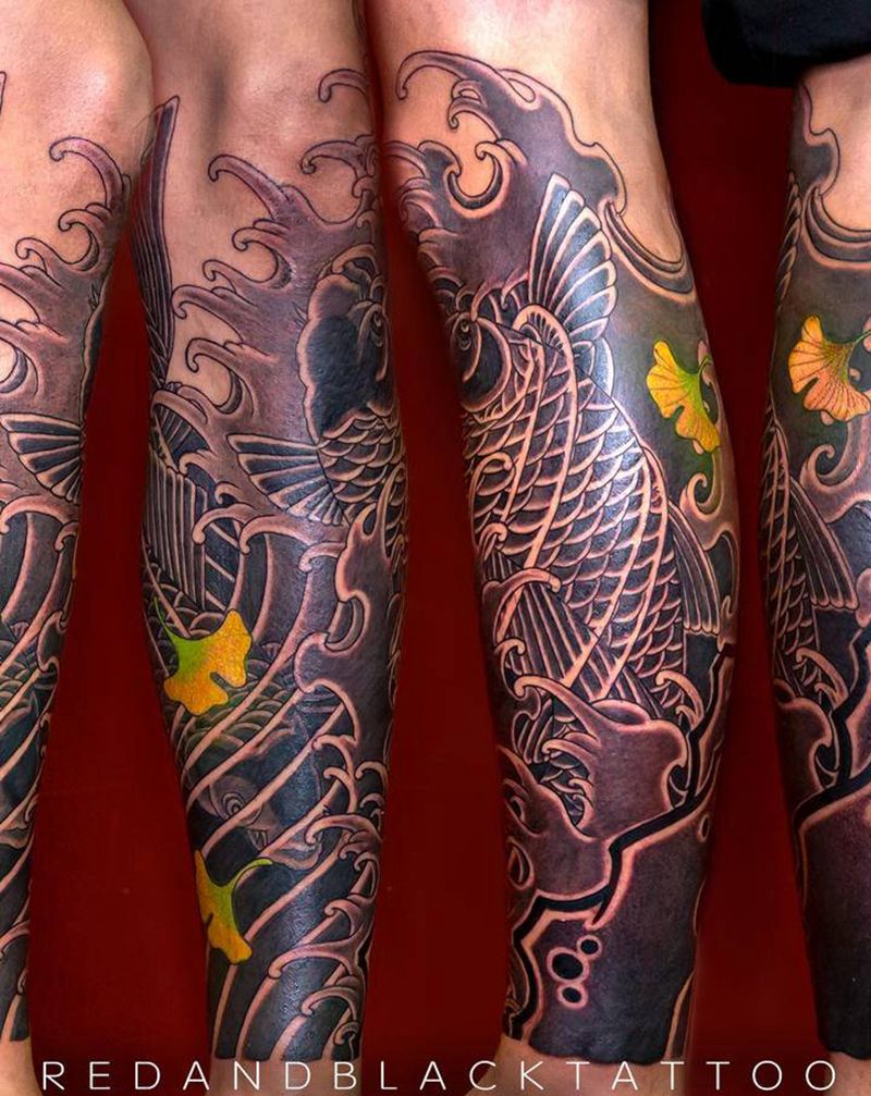 包小腿纹身图片_腿部新传统老传统纹身图案