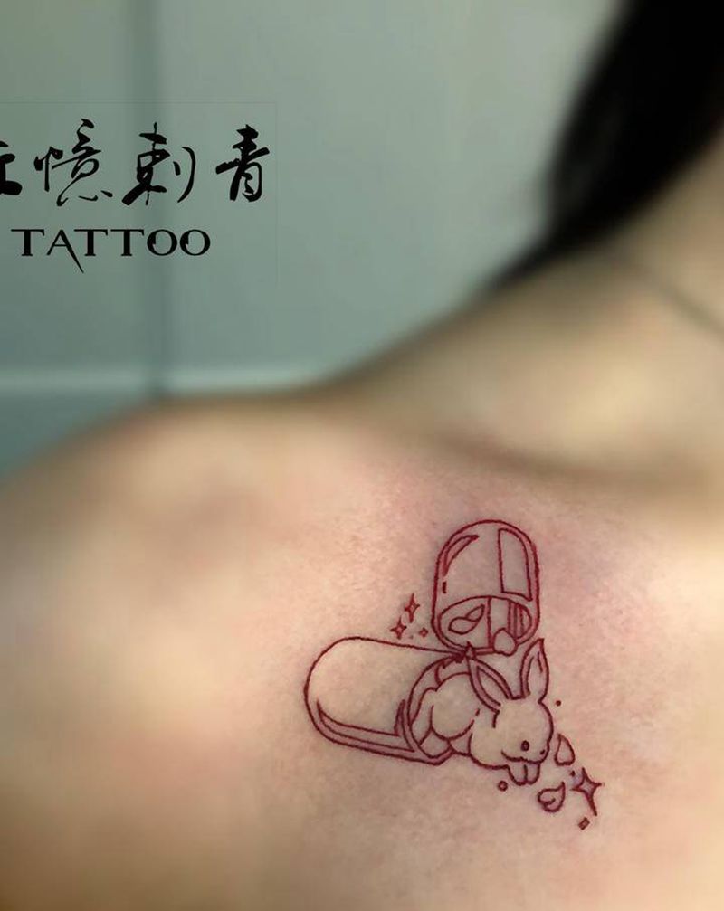 小清新纹身图片_胸部几何纹身图案