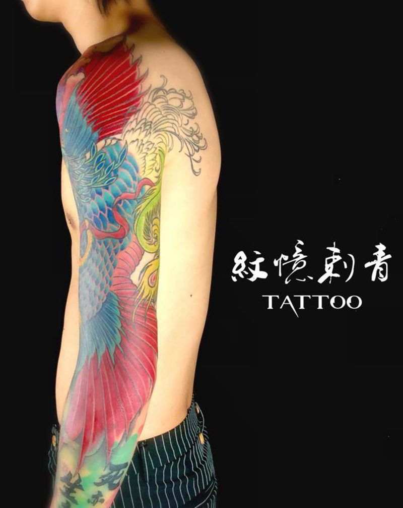 凤凰未完待续纹身图片_手臂新传统纹身图案