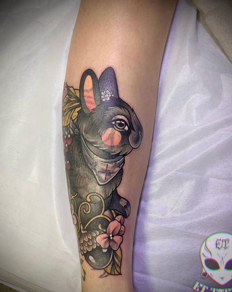 new school纹身图片_脚部腿部New School欧美写实纹身图案