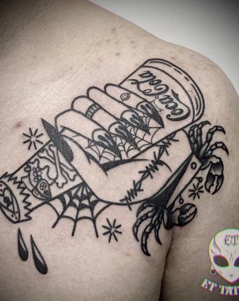 可口可乐纹身图片_胸部肩部Old School纹身图案