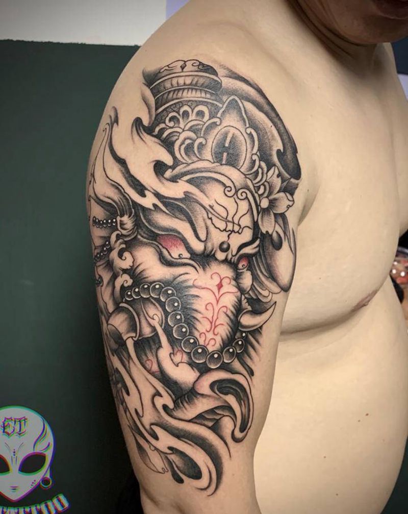 象神纹身图片_手臂手部新传统纹身图案