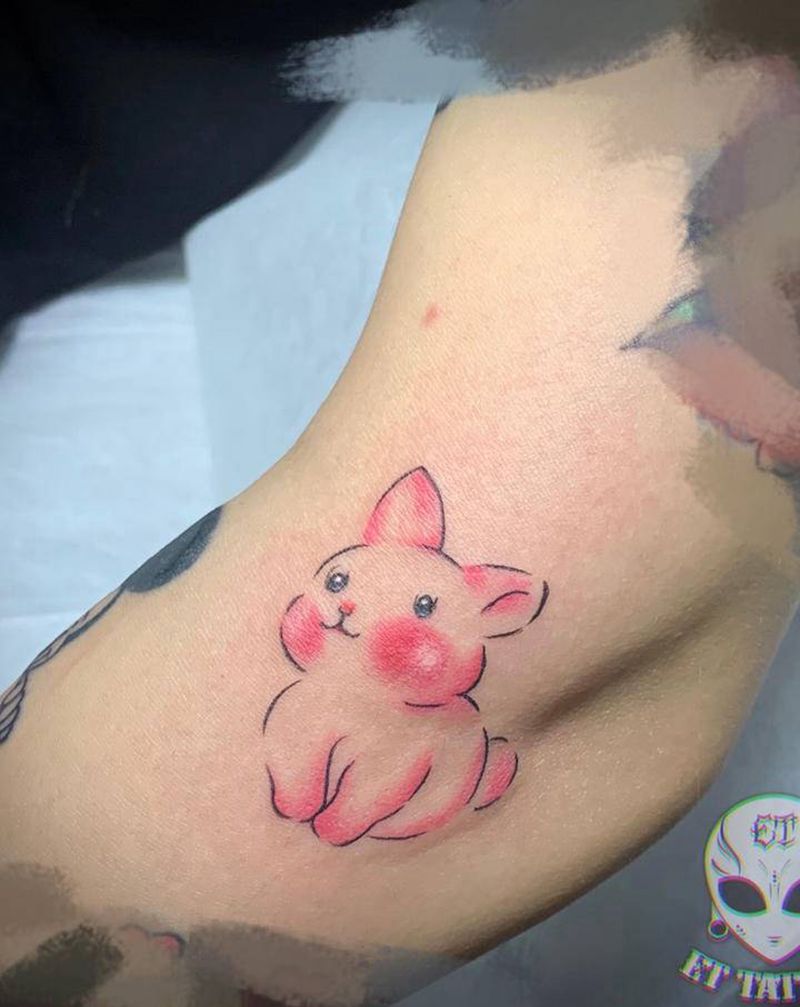 小兔子纹身图片_手臂手部水彩纹身图案