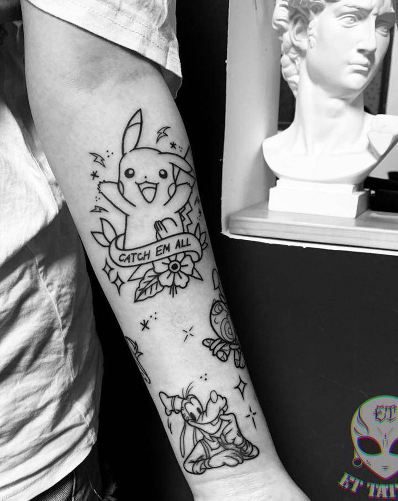 迪士尼拼接纹身图片_手臂手部Old School纹身图案