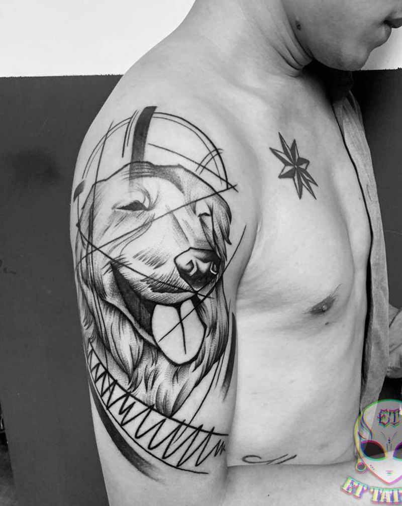 金毛遮盖纹身图片_手臂手部点刺纹身图案